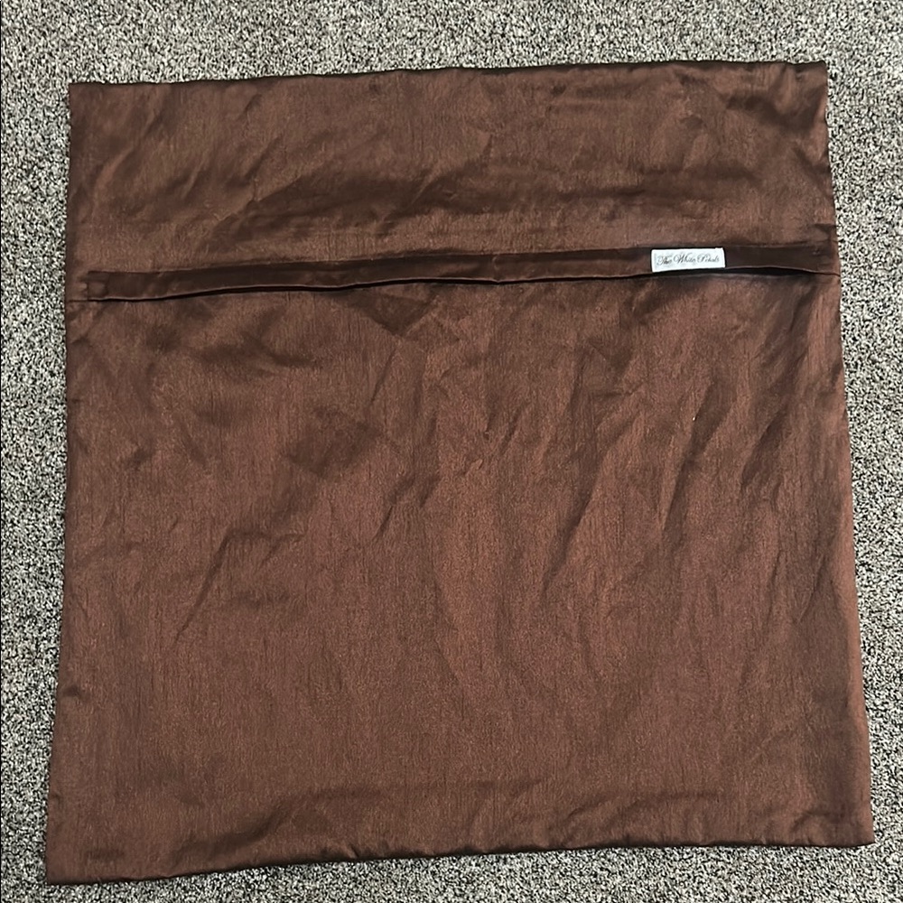 Brown Satin Pillow Sham with Hidden Flange